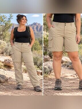 Columbia Omni-Shade Convertible Hiking Pants Shorts Khaki Size 16W